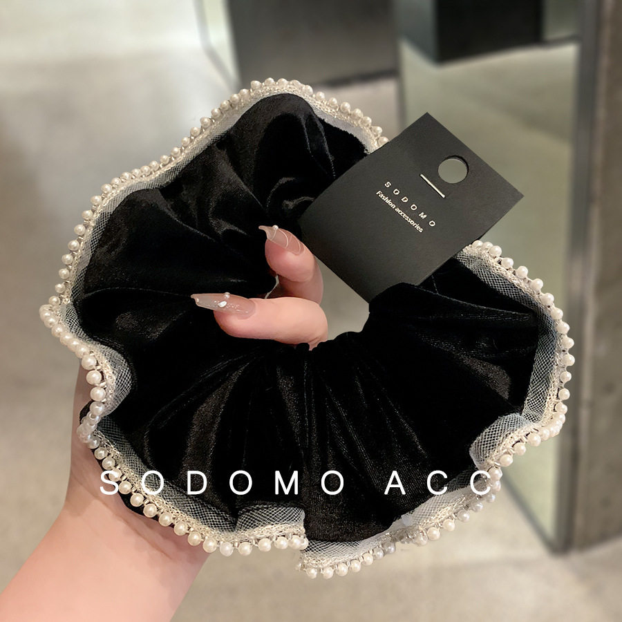 网红复古气质丝绒黑色珍珠大肠发圈名媛风气质扎马尾头绳耐用发绳,服饰配件/皮带/帽子/围巾,指环,淘宝优惠券,粉丝福利购,淘宝优惠卷