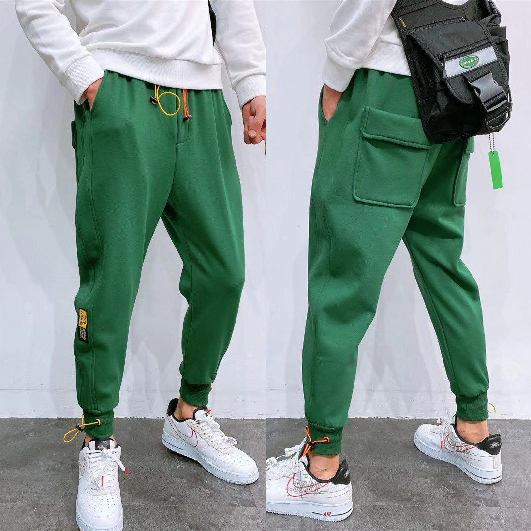 男士黑色运动裤冬季新款加厚加绒束脚卫裤收口小脚裤韩版潮流休闲