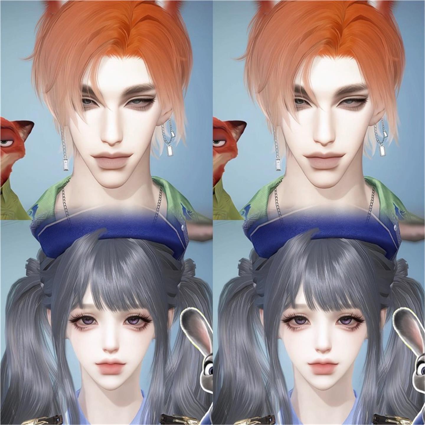 发2 搭档 狐兔cp KIWAY 逆水寒手游捏脸男女通用