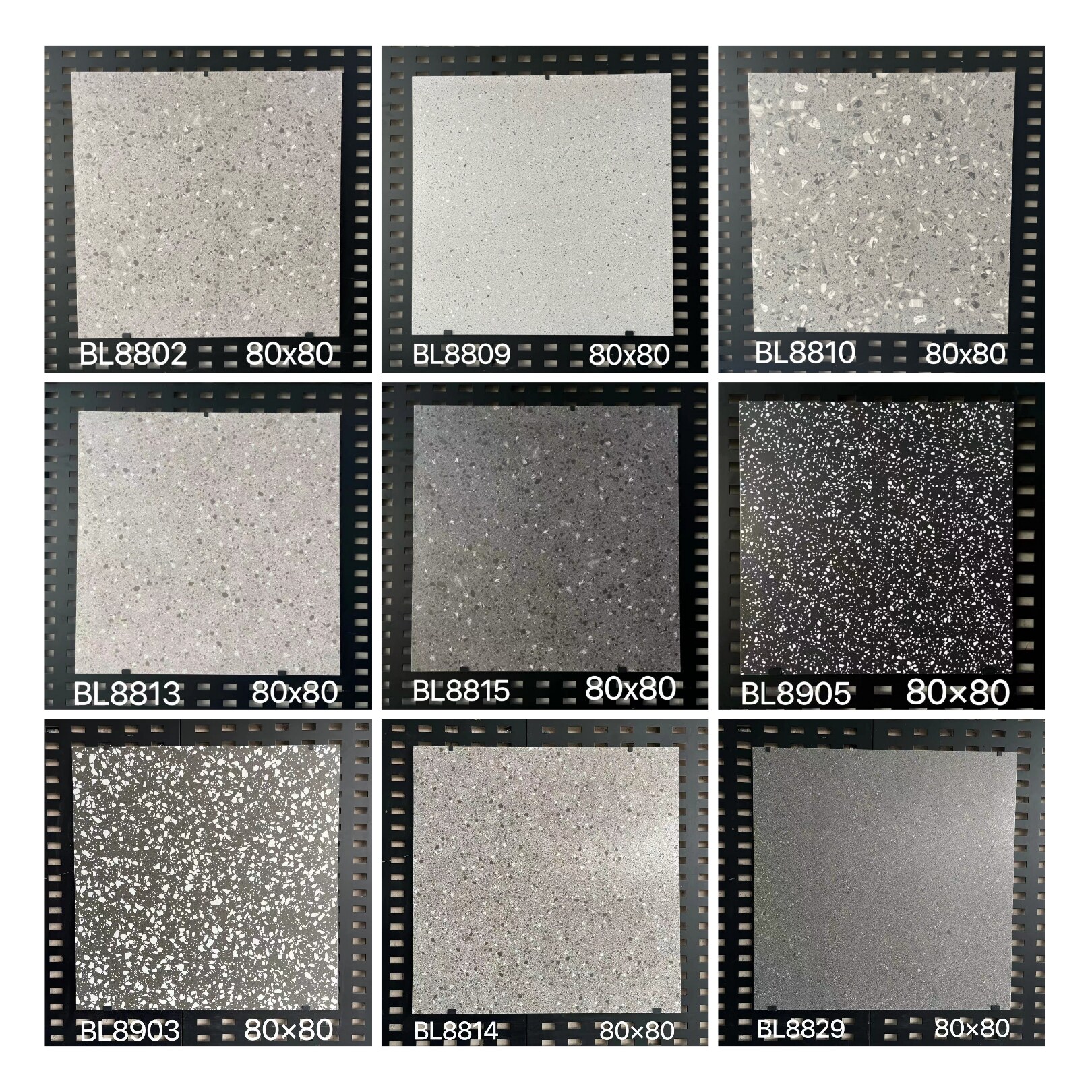 灰色水磨石瓷砖80x80客厅餐厅防滑地砖商场服装店仿古砖60*60