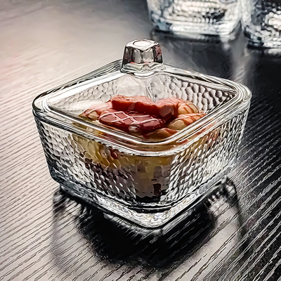 水晶玻璃碟小号水果盘方形带盖
