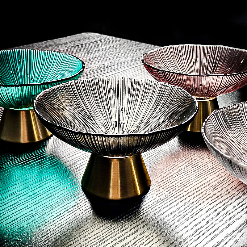 玻璃水果碗高脚水果盘餐具沙拉酒店自助餐台果盘器皿凉菜专用容器