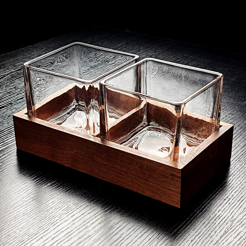 酒店早餐自助餐器皿小咸菜容器方形玻璃碗方碗缸小菜展示盒小料罐图片