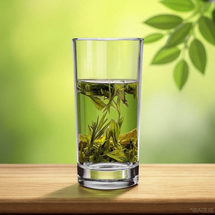 水晶玻璃杯水杯直筒绿茶冷水泡茶杯子龙井茶不带耳高端高级感轻奢