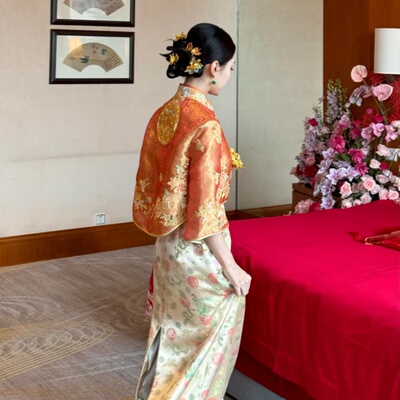 刘超老师同款原创设计感发饰金色龙凤褂头饰旗袍新中式头花跟妆女