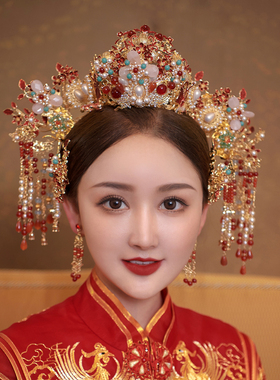 红色琉璃步摇发簪秀禾服配饰