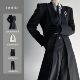 西服外套中性风高级感黑色正肩大衣风衣套装 2025春秋季 山本风长款