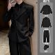 时尚 外套男秋季 潮流休闲西服 收腰立体廓形黑色垫肩西装 高级感法式