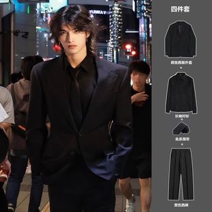 西服外套男士修身职业正装男大学生商务面试西装新郎伴郎西装套装