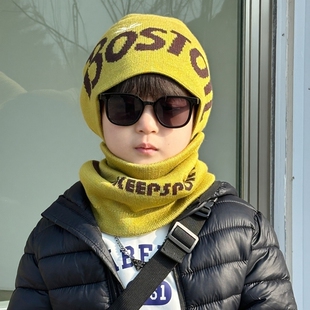 原创潮品牌儿童冬天帽针织提花毛线户外滑雪帽子保暖百搭围脖套帽