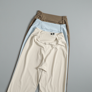 跑步训练瑜伽裤 高腰收腹宽松显瘦健身直筒裤 女秋冬季 裸感运动长裤