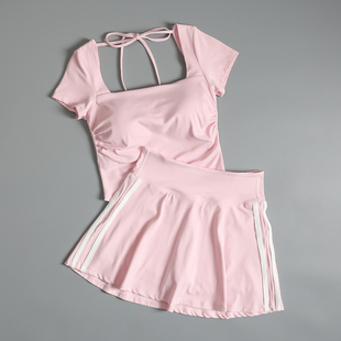 高级感运动套装女夏季健身房锻炼晨跑速干服羽毛球网球瑜伽半身裙