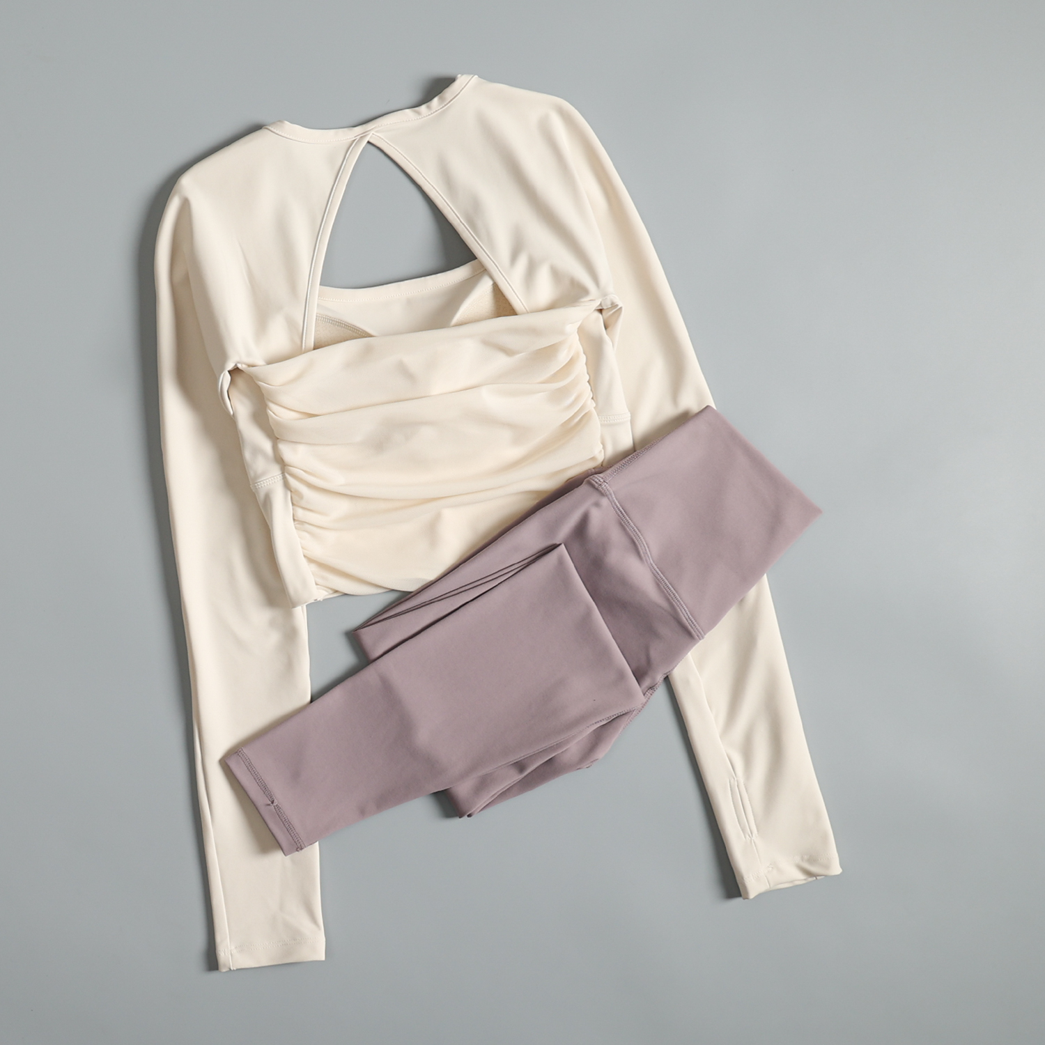 跑步锻炼套装女秋冬性感美背长袖