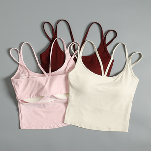 美背运动内衣女夏季 跑步防震背心外穿 细肩带健身训练文胸一体式