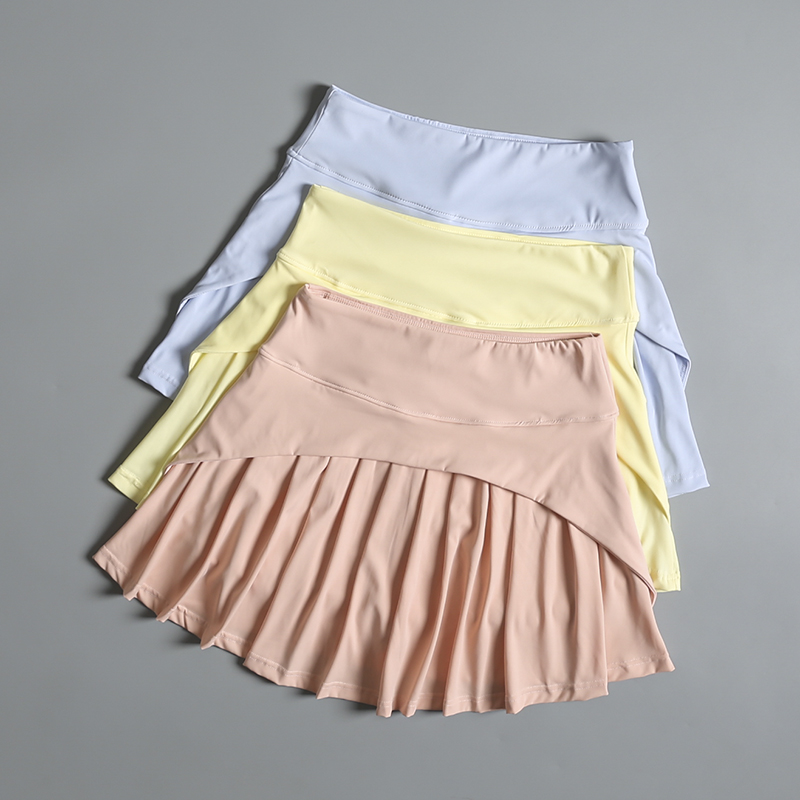 高颜值瑜伽半身裙女夏季速干运动跑步健身短裙假两件防走光百褶裙