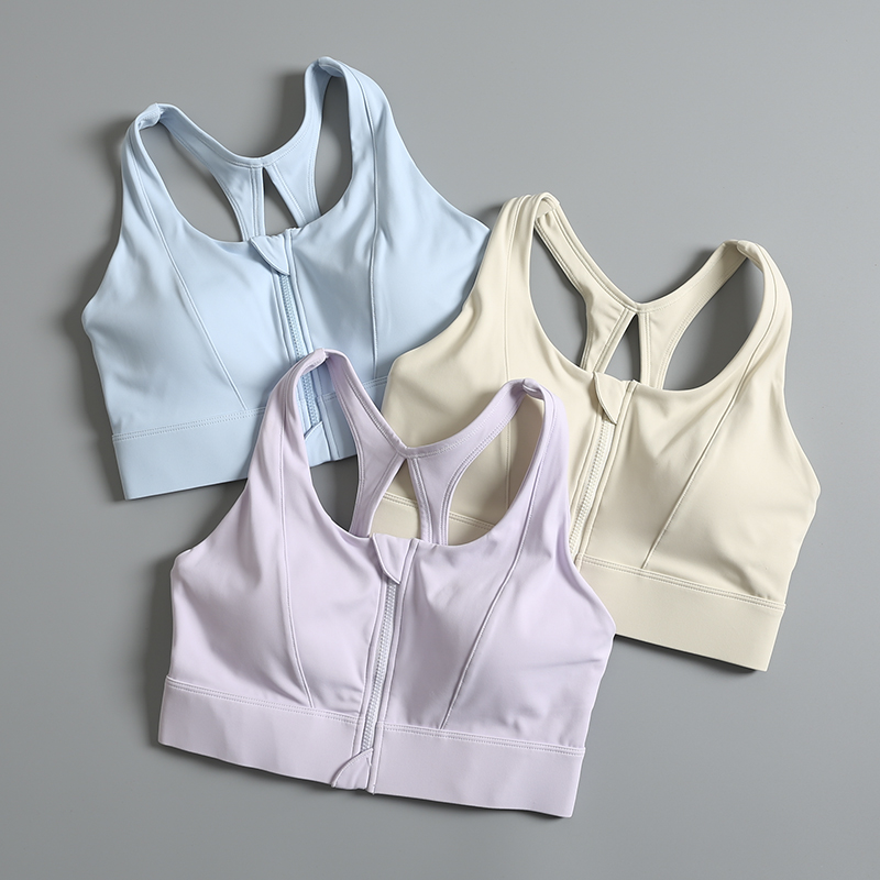 前拉链高强度运动文胸一体式防震