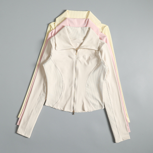 运动外套女秋冬季修身短款普拉提训练健身衣时尚瑜伽晨跑夹克上衣