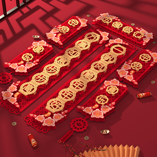 新年办公室装饰对联2022新款房门无纺布网红大门双开门窄边春联对