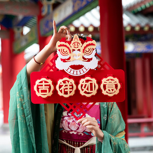 春节过年挂免粘胶对联年货镂空中国风五言防水春节春联大门平房贴