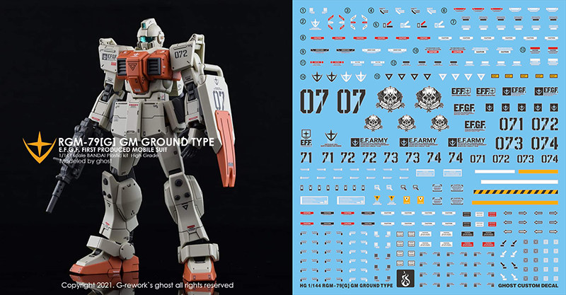 现货包邮 炎水贴 GHOST原创 HG RX-79 新生 陆战吉姆 08小队 荧光