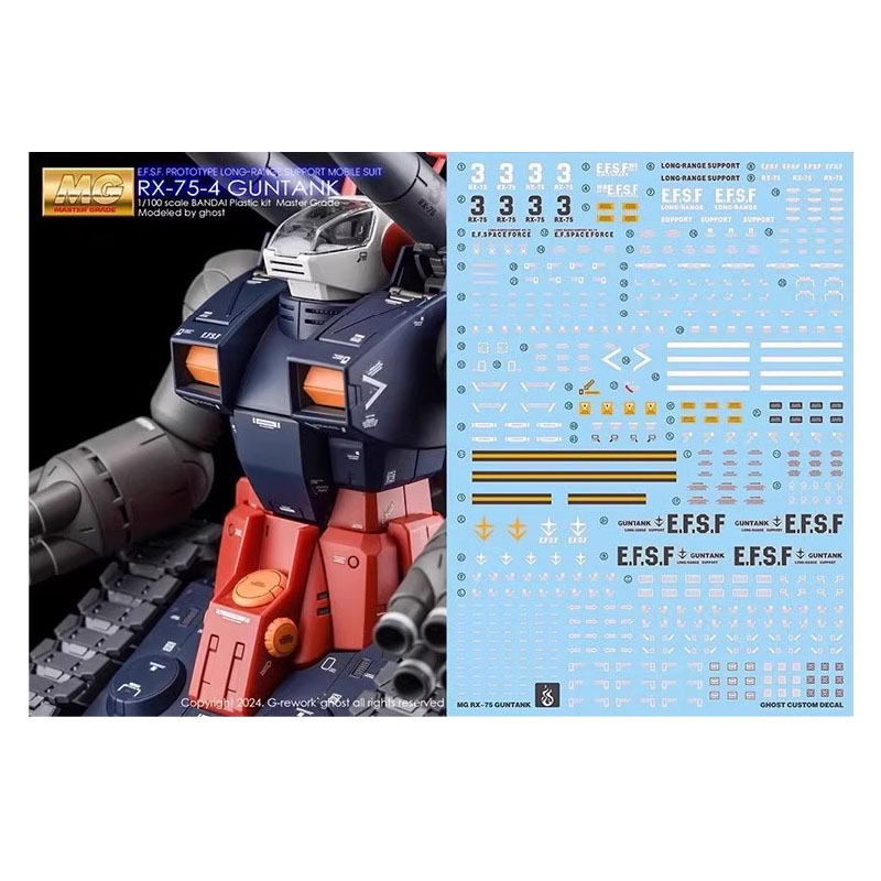 炎 GHOST MG 1/100 RX-75 GUNTANK 钢坦克 太空 坦克 荧光水贴纸