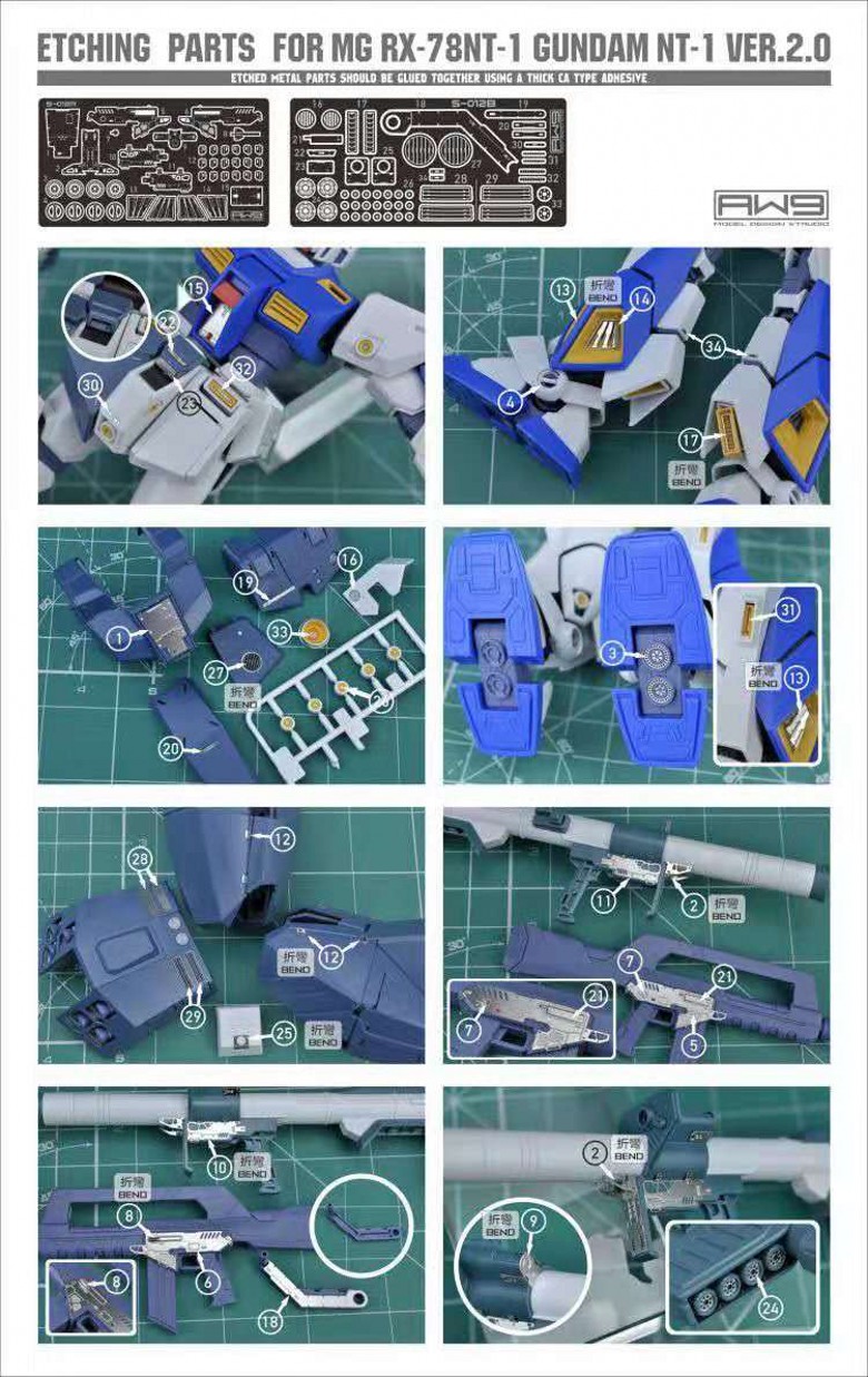 S012 MG RX-78NT-1 GUNDAM NT-1蚀刻片改件