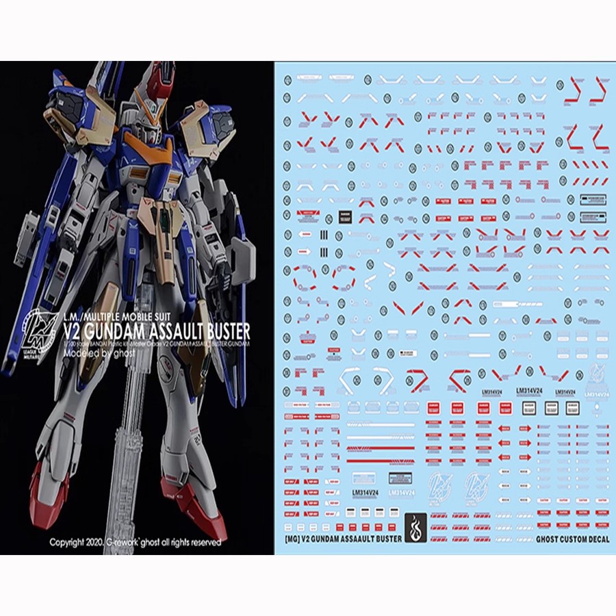 炎水贴 GHOST原创 MG 1/100 KA版V2高达AB装备 v2ab PB限定荧光贴
