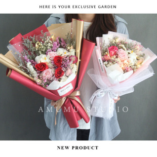 暖心礼物玫瑰永生花花束生日女神节女生礼物毕业加油送女友创意