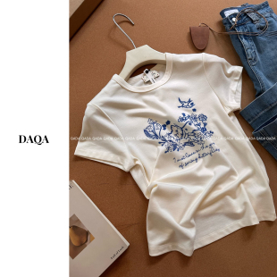 T恤女短款 F22小猫刺绣短袖 夏季 韩系小衫 上衣 紧身打底衫 原单