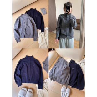 H13半高领针织开衫 修身 内搭刺绣打底衫 保暖软糯毛衣外套 女秋冬季