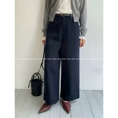 A6莱赛尔天丝阔腿牛仔裤女夏季薄款凉感宽松高腰通勤直筒裤九分裤