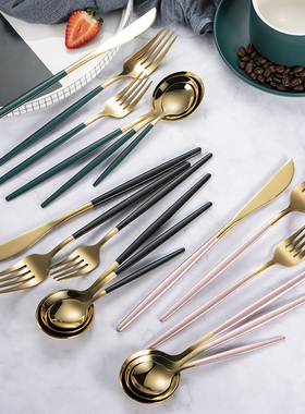 Nordic stainless steel steak knife, fork and spoon set