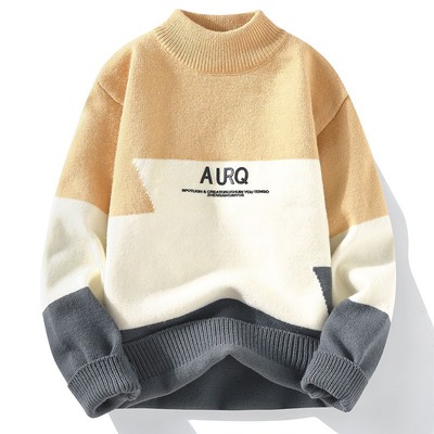 爆款毛衣男士秋冬季加厚款仿貂绒毛线衣保暖针织打底衫男款潮流