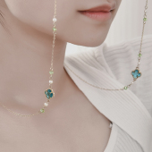 墨镜眼镜链女挂脖复古太阳眼睛口罩蓝玉石四叶草珍珠防脱落挂绳链