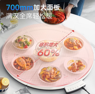 摩飞电器Morphyrichards折叠暖菜板圆形分区控温加热保温板MR8306