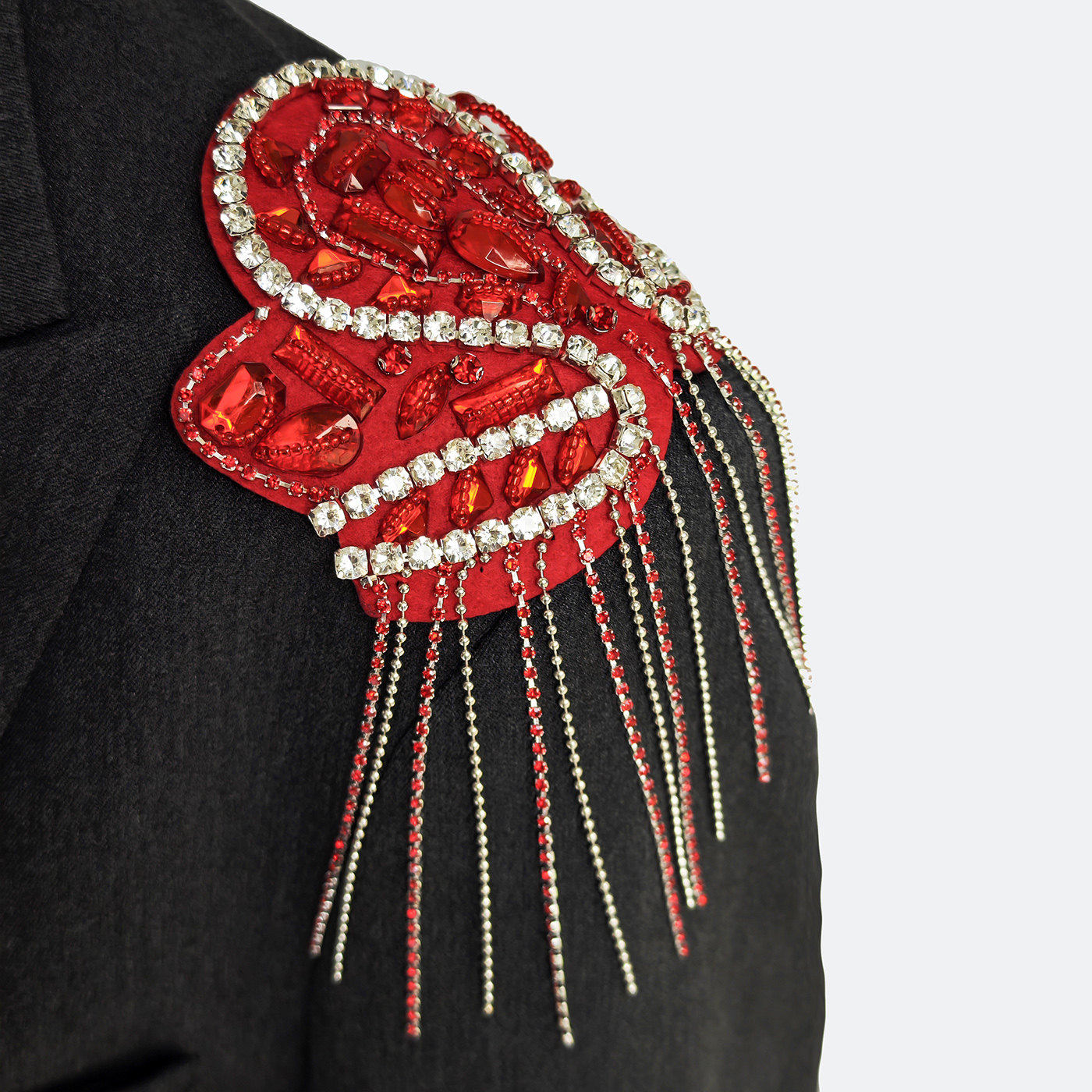 欧美新款流苏朋克肩章布贴重手工钉珠时尚舞台服装饰品肩上装饰