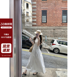 气质中长款 2025新款 重工蕾丝裙子 白色背心连衣裙女夏季 现货AHY