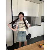 AHY t恤女夏季 25春夏折扣 立减 撞色打底短袖 短款 上衣正肩体恤