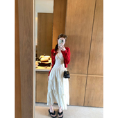 AHY 长款 25春夏折扣 满减 AHY多多 全棉波点法式 吊带连衣裙