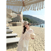 女开衫 早春天丝亚麻奶色系简约宽松翻领衬衫 松弛韩女 新品 AHY