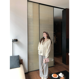 气质宽松减龄时尚 外套 纯色宽松连帽加薄绒卫衣女2024秋冬新款 AHY