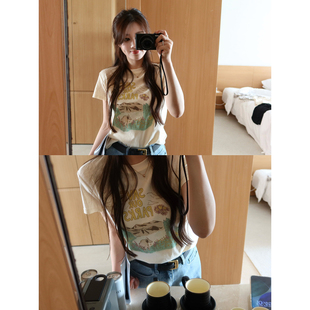 【AHY】私服印花tee 100棉圆领正肩超柔软春意盎然短袖T恤新品
