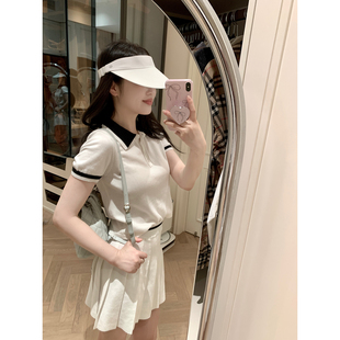 AHY 短款 25春夏折扣 全棉Polo领针织小衫 百褶针织裙套装 立减