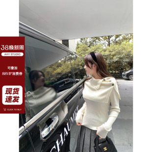 新品 现货 披肩上衣毛衣套装 首尔之秋氛围感显瘦羊毛针织衫 AHY