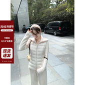 轻盈保暖显瘦羽绒服针织拼接立领收腰短外套冬女新品 现货 AHY