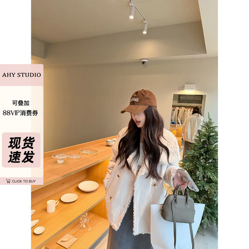 【AHY】宽松加厚保暖羊羔毛派克