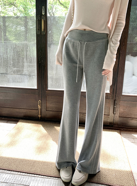 AHY A.L.O慵懒 微喇不皱巨巨巨显瘦抽绳松紧腰休闲裤新品