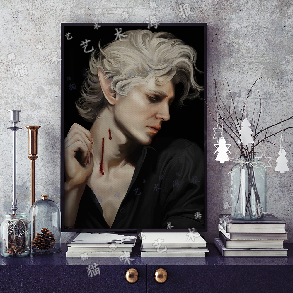 博德之门3阿斯代伦Astarion帆布打印金属框架海报装饰画家居游戏