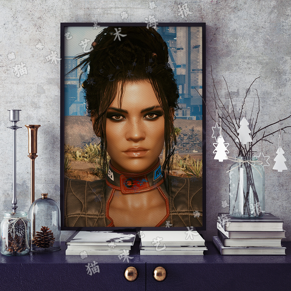 赛博朋克2077 帕南帕尔默帆布打印金属框架海报装饰画家居游戏