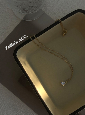 zulin's acc14K包真金级细项链镶钻锁骨链女士夏季防过敏叠戴A001